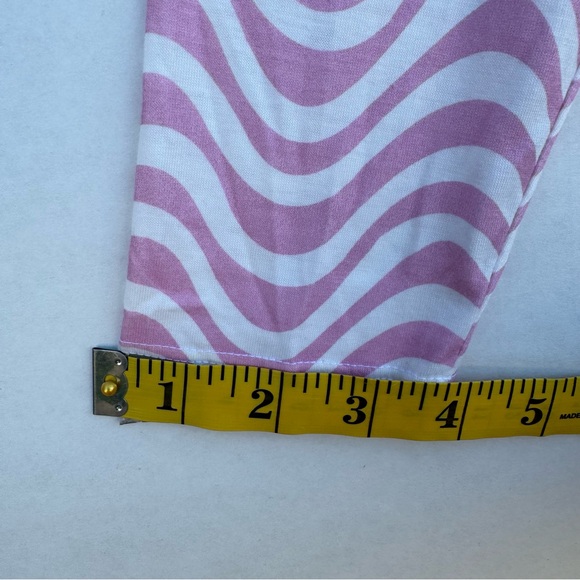 Elodie Abstract Warped Print Long Sleeve Crop Top Pink / White Women Size XL - Picture 9 of 13